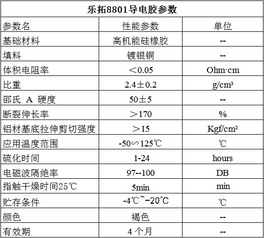 乐拓8801导电胶性能参数